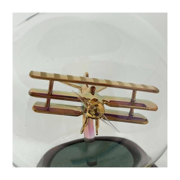 Vintage Mayflower Glass Sculpture Red Baron Airplane Globe Dome 4.5" Tall Decor - Picture 10 of 16